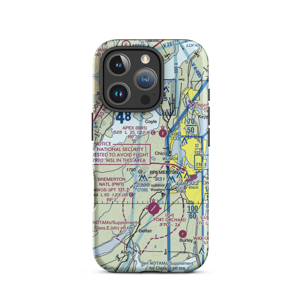 Leisureland Airpark (WA96) VFR Sectional  Tough iPhone Case iPhone 16 Pro model shown
