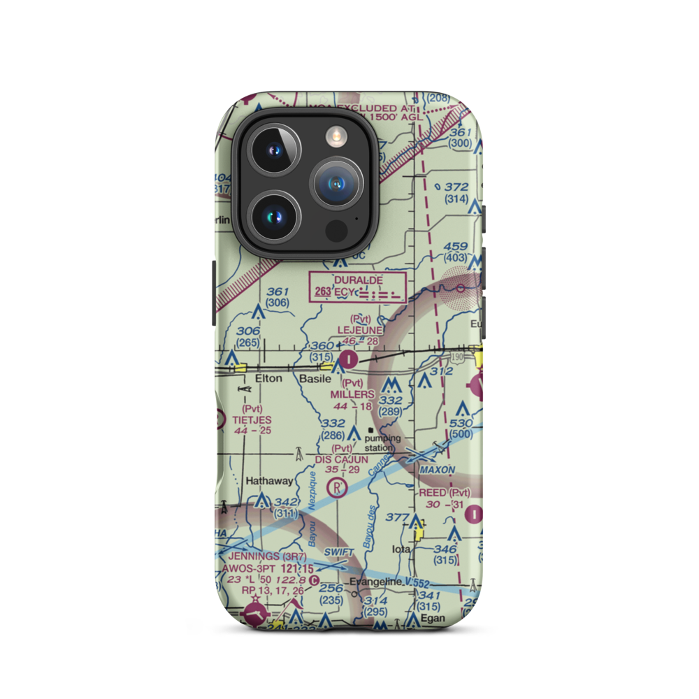 Lejeune Aerial Applications Airport (10LS) VFR Sectional  Tough iPhone Case iPhone 16 Pro model shown