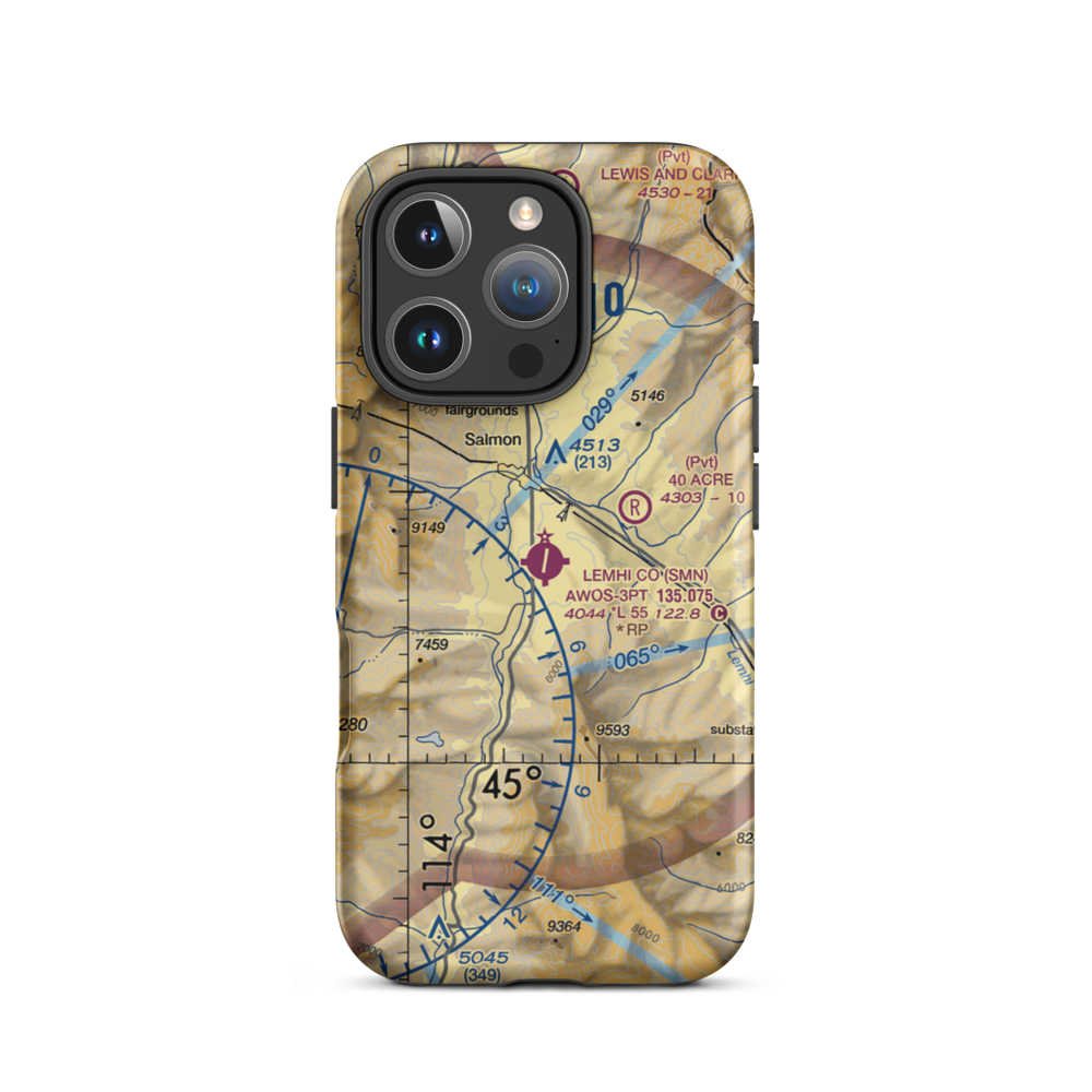 Lemhi County Airport (SMN) VFR Sectional  Tough iPhone Case iPhone 16 Pro model shown