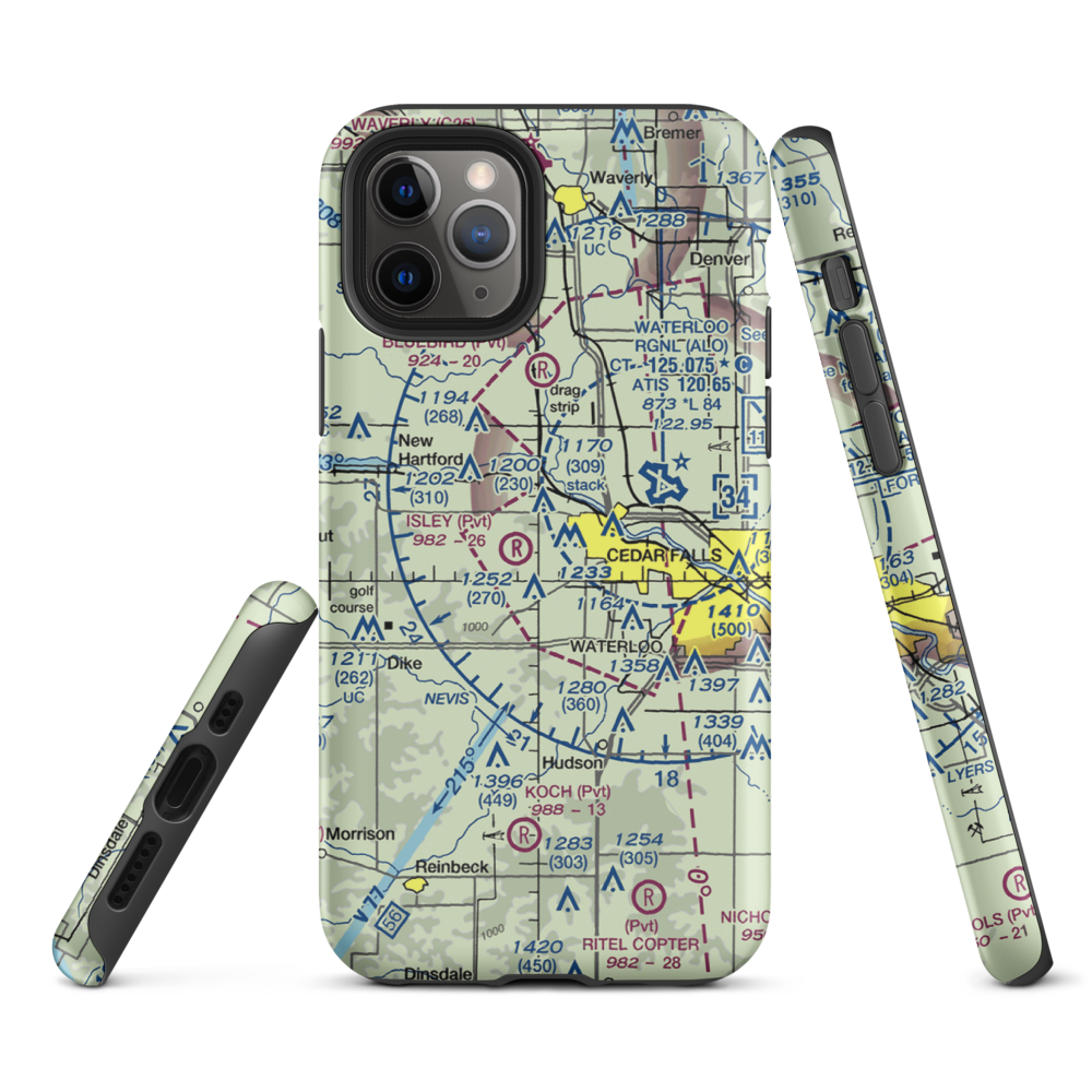 Lemons Airport (IA03) VFR Sectional  Tough iPhone Case iPhone 11 Pro model shown