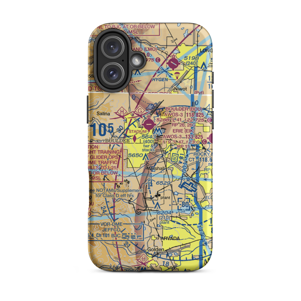 Lemons Private Strip (CO10) VFR Sectional  Tough iPhone Case iPhone 16 Plus model shown