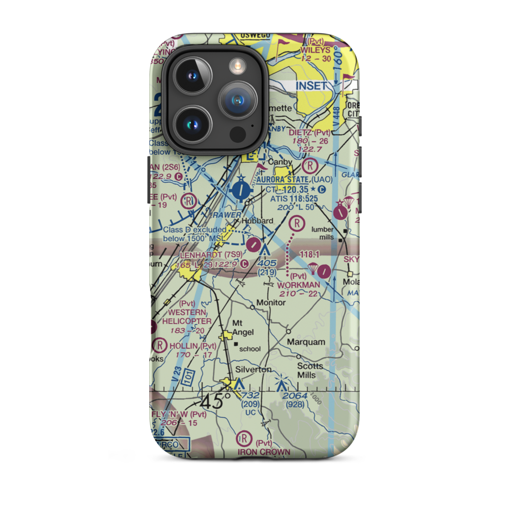 Lenhardt Airpark (7S9) VFR Sectional  Tough iPhone Case iPhone 16 Pro Max model shown