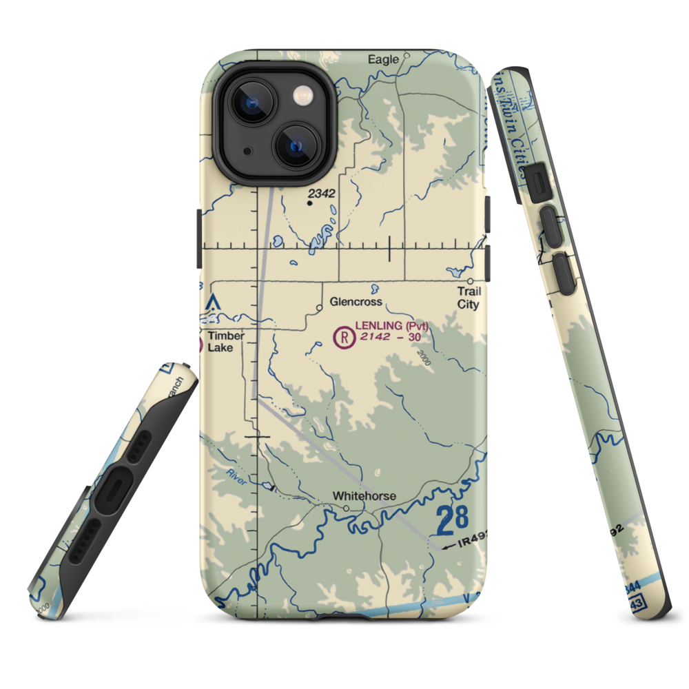 Lenling Airport (0SD0) VFR Sectional  Tough iPhone Case iPhone 14 Plus model shown