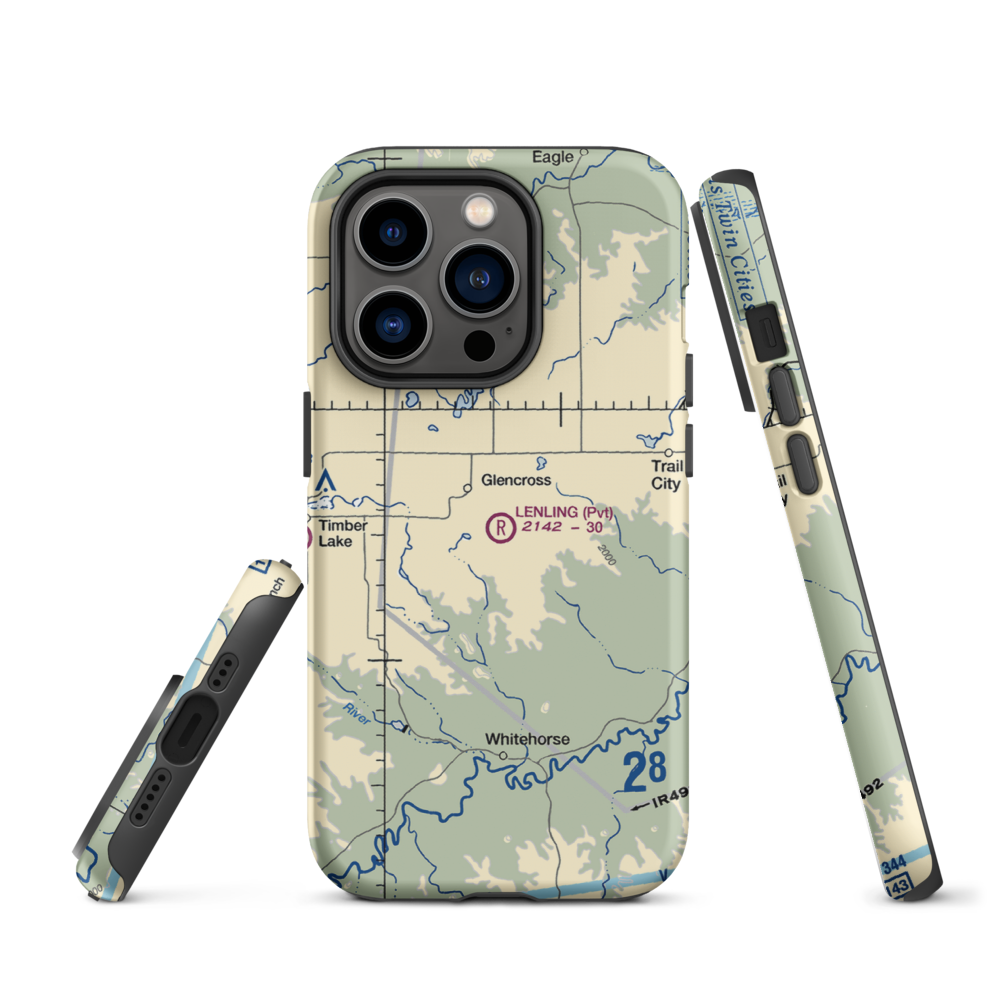 Lenling Airport (0SD0) VFR Sectional  Tough iPhone Case iPhone 14 Pro model shown