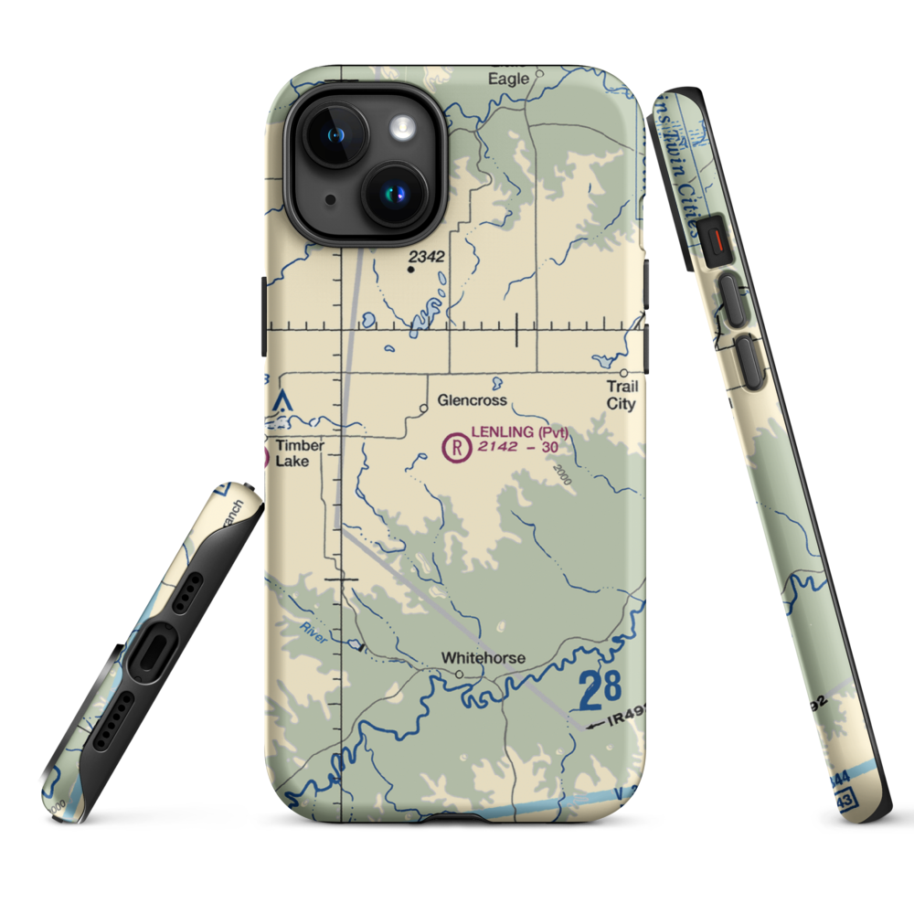 Lenling Airport (0SD0) VFR Sectional  Tough iPhone Case iPhone 15 Plus model shown