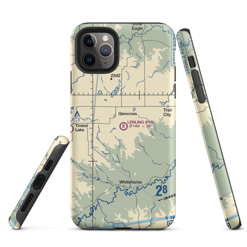 Lenling Airport (0SD0) VFR Sectional  Tough iPhone Case iPhone 11 Pro Max model shown