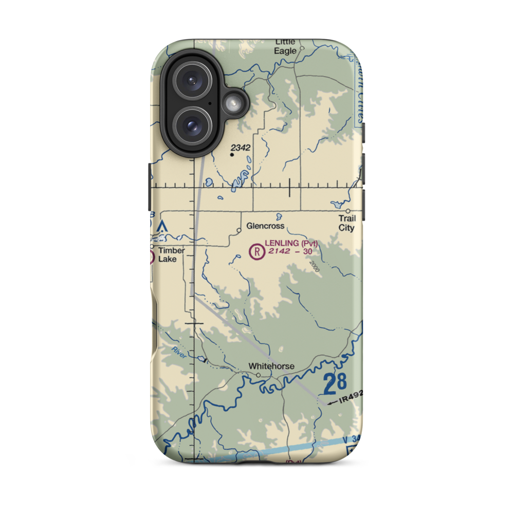 Lenling Airport (0SD0) VFR Sectional  Tough iPhone Case iPhone 16 Plus model shown