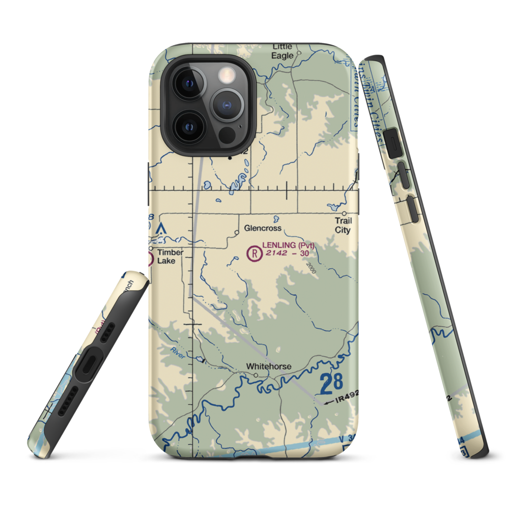 Lenling Airport (0SD0) VFR Sectional  Tough iPhone Case iPhone 12 Pro Max model shown
