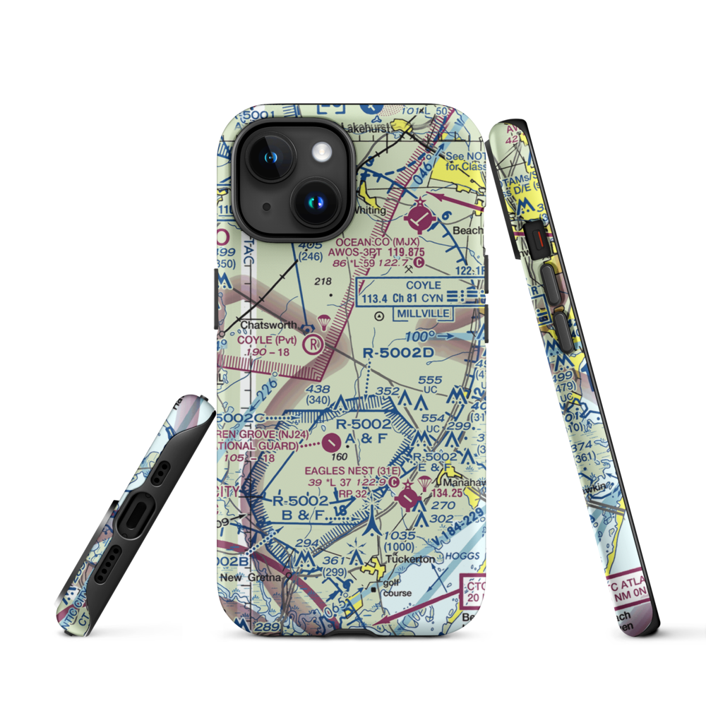 Lentine South Airport (6NJ0) VFR Sectional  Tough iPhone Case iPhone 15 model shown