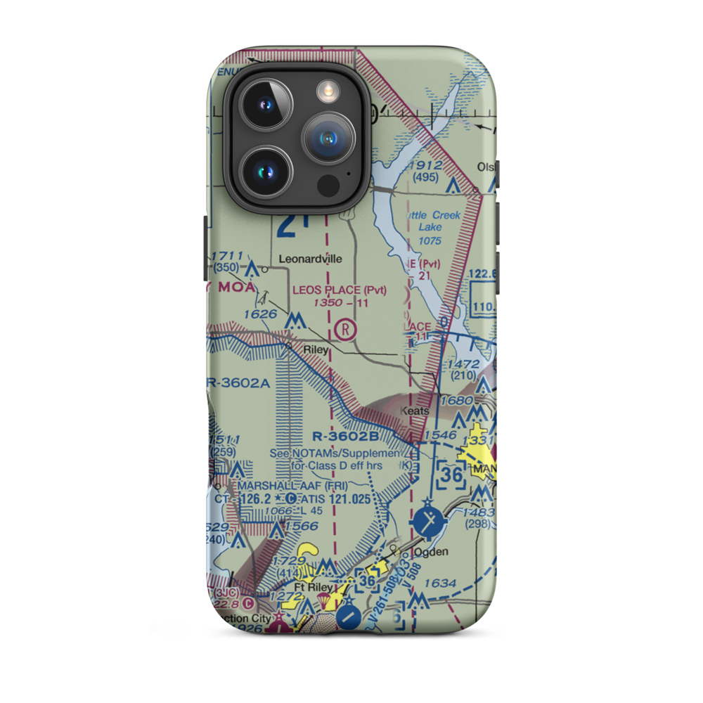 Leo's Place STOLport (1KS3) VFR Sectional  Tough iPhone Case iPhone 16 Pro Max model shown