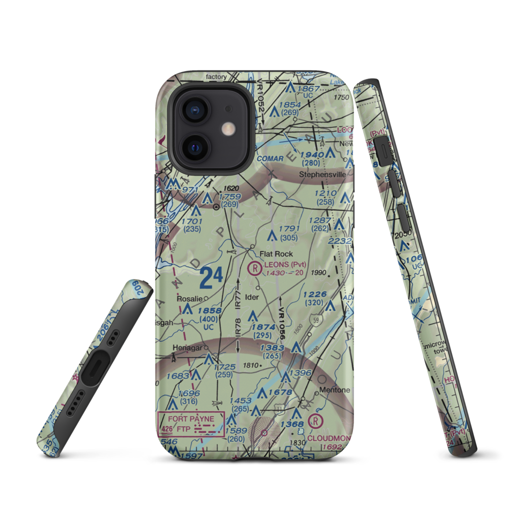 Leon's Landing Airport (4AL7) VFR Sectional  Tough iPhone Case iPhone 12 model shown
