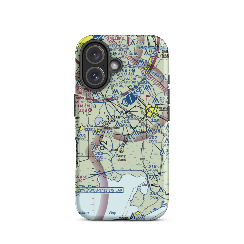 Leonards Airfield & Indust Park Airport (63LA) VFR Sectional  Tough iPhone Case iPhone 16 model shown