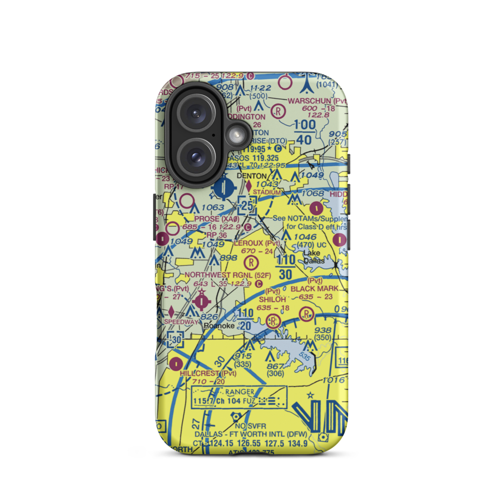 Leroux Airport (TX22) VFR Sectional  Tough iPhone Case iPhone 16 model shown