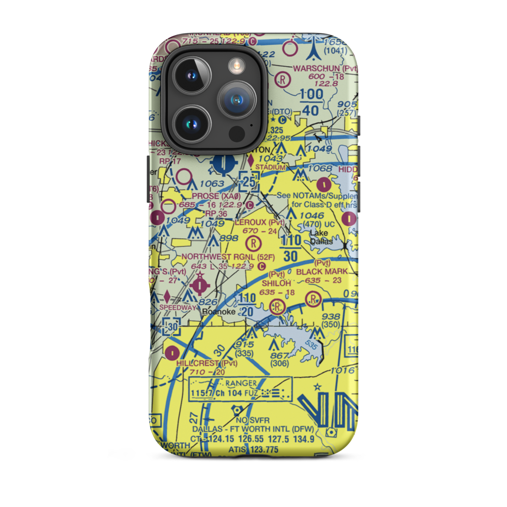 Leroux Airport (TX22) VFR Sectional  Tough iPhone Case iPhone 16 Pro Max model shown