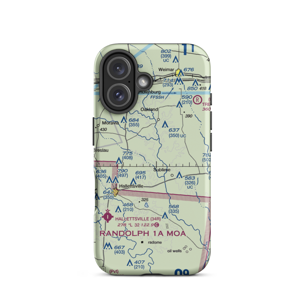 Lesikar Ranch Airport (1T9) VFR Sectional  Tough iPhone Case iPhone 16 model shown