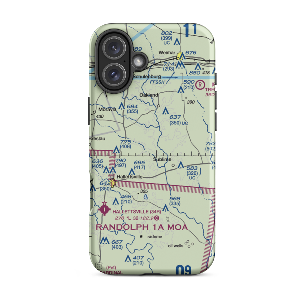Lesikar Ranch Airport (1T9) VFR Sectional  Tough iPhone Case iPhone 16 Plus model shown