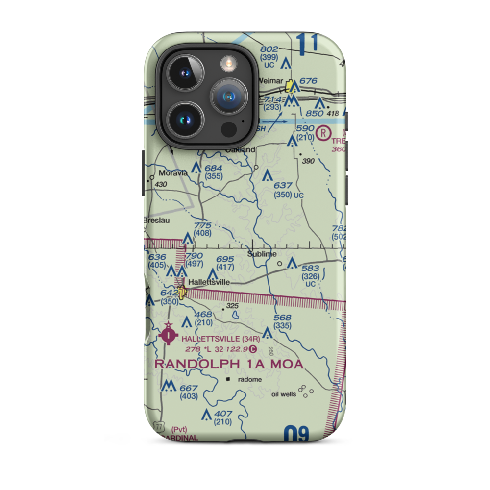 Lesikar Ranch Airport (1T9) VFR Sectional  Tough iPhone Case iPhone 16 Pro Max model shown