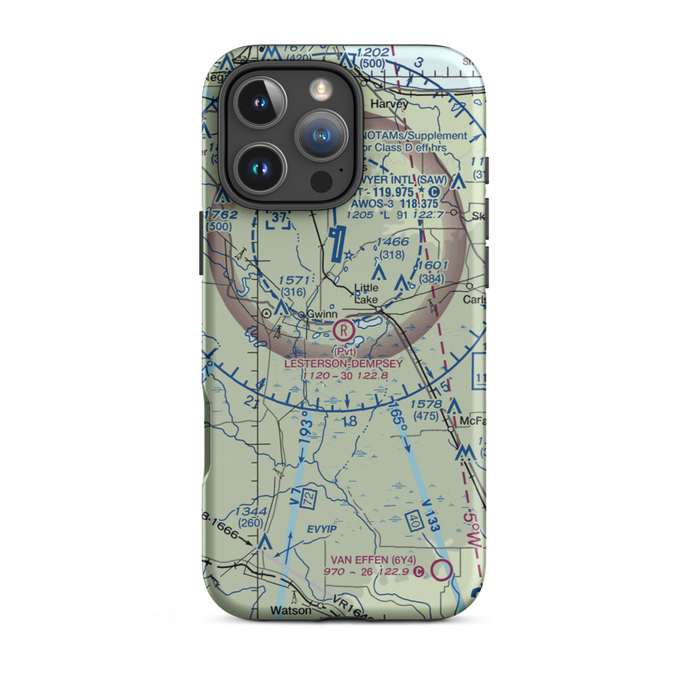 Lesterson-Dempsey Airstrip (0MI4) VFR Sectional  Tough iPhone Case iPhone 16 Pro Max model shown