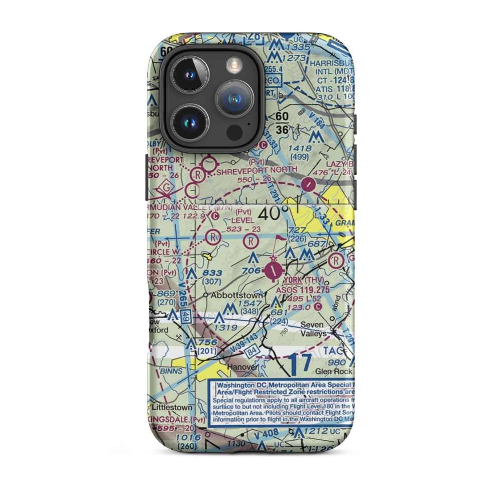 Level Acres Farm Airport (PA84) VFR Sectional  Tough iPhone Case iPhone 16 Pro Max model shown