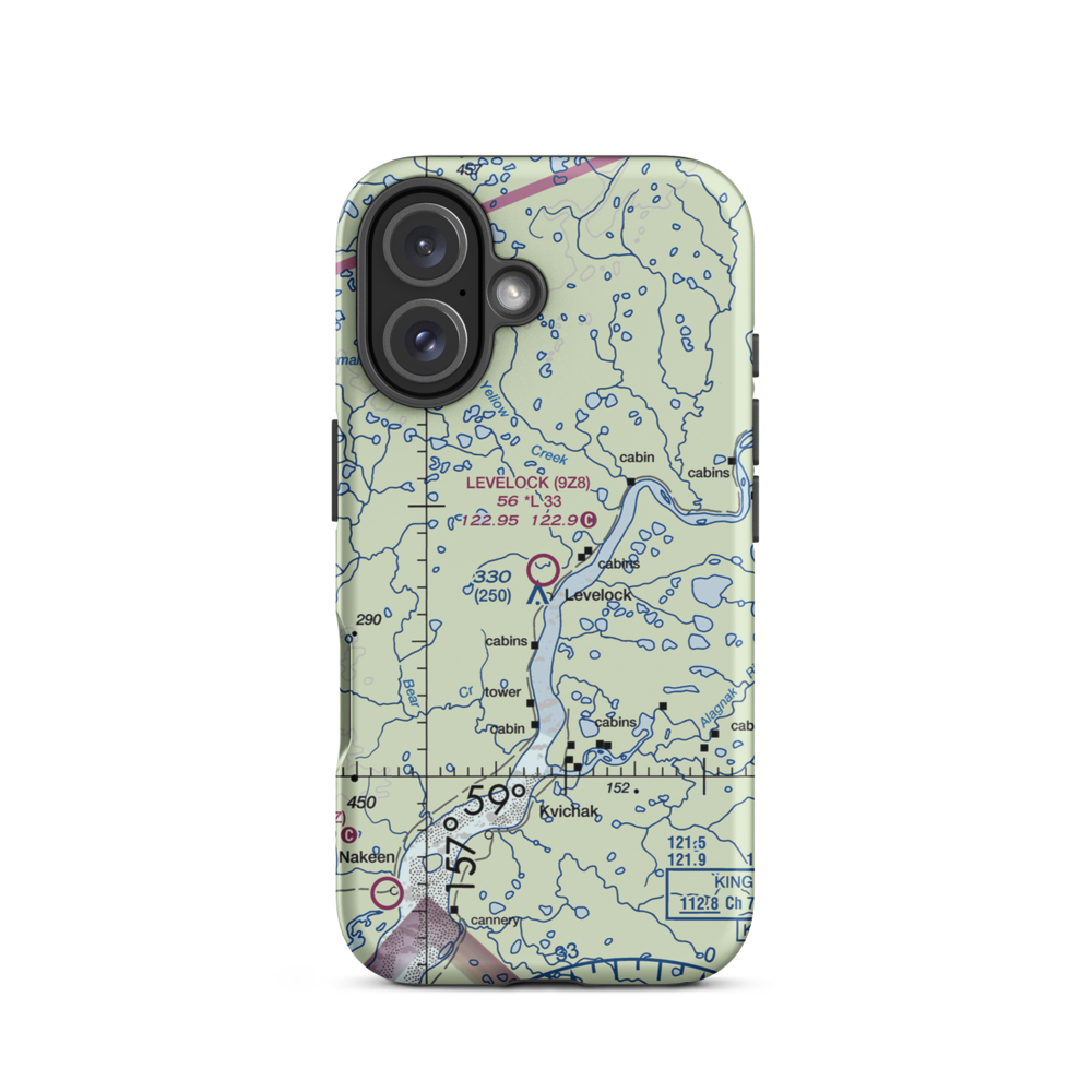 Levelock Airport (9Z8) VFR Sectional  Tough iPhone Case iPhone 16 model shown
