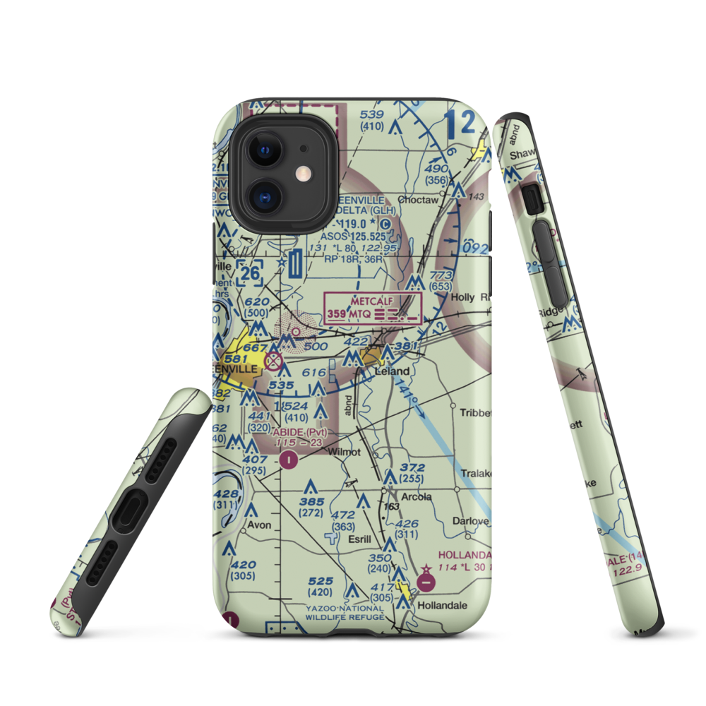 Lewis Air Service Airport (0MS5) VFR Sectional  Tough iPhone Case iPhone 11 model shown