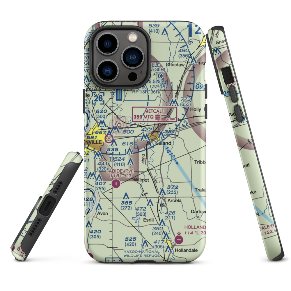 Lewis Air Service Airport (0MS5) VFR Sectional  Tough iPhone Case iPhone 13 Pro Max model shown