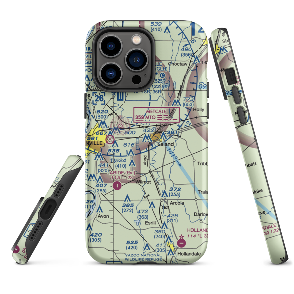 Lewis Air Service Airport (0MS5) VFR Sectional  Tough iPhone Case iPhone 14 Pro Max model shown