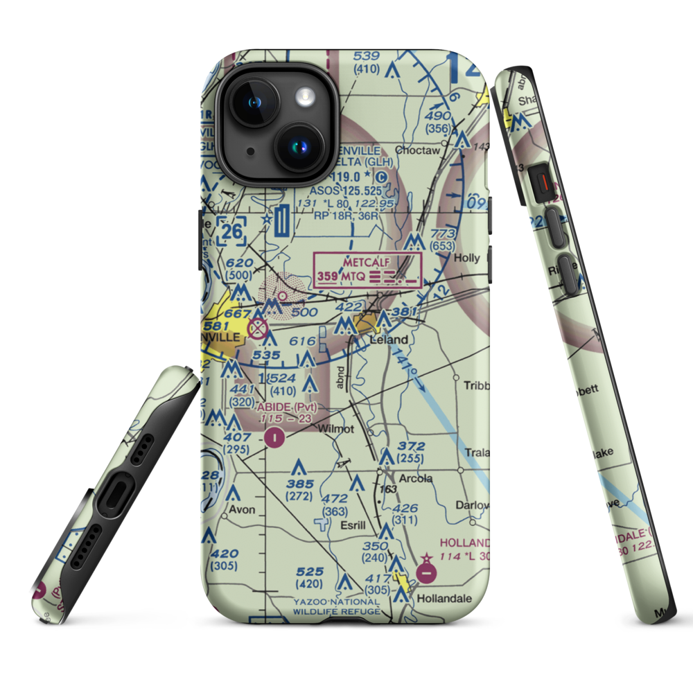Lewis Air Service Airport (0MS5) VFR Sectional  Tough iPhone Case iPhone 15 Plus model shown