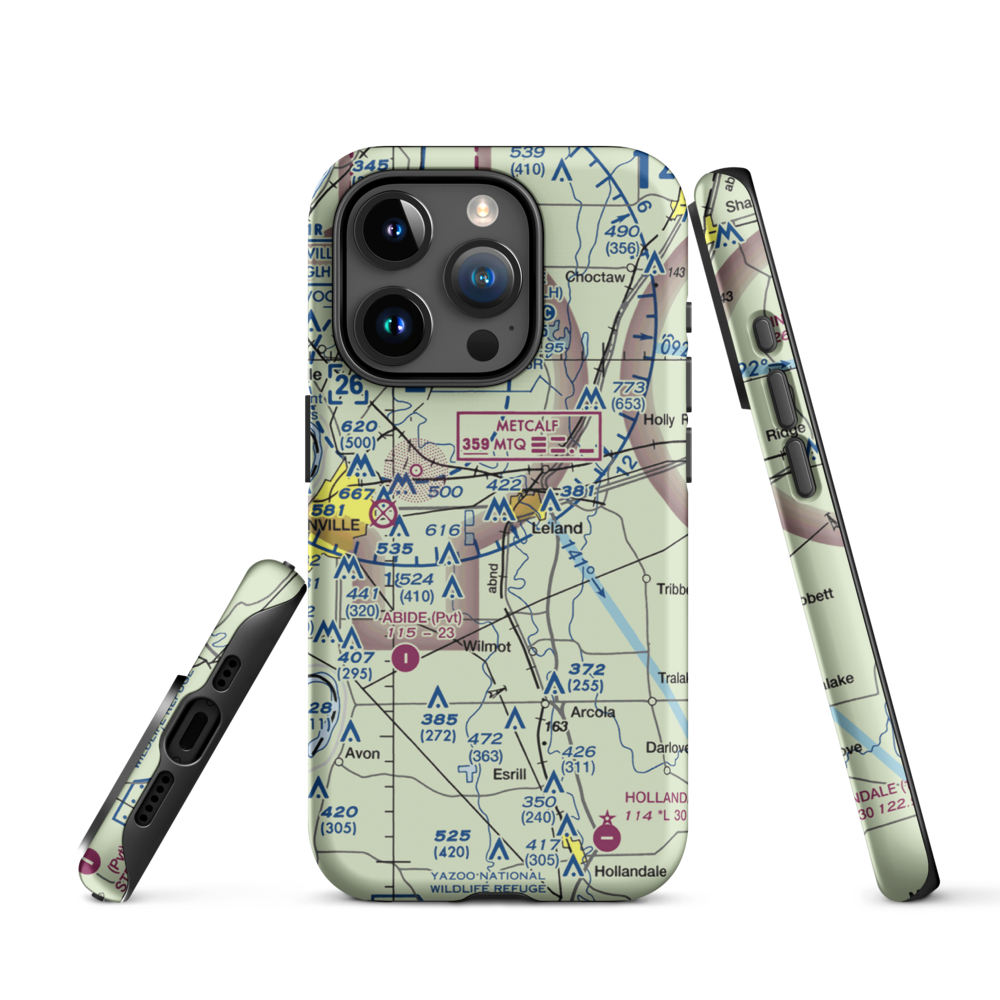 Lewis Air Service Airport (0MS5) VFR Sectional  Tough iPhone Case iPhone 15 Pro model shown