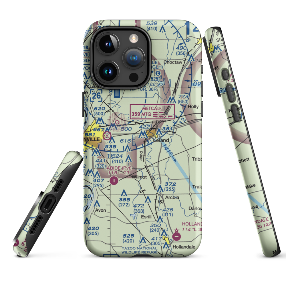 Lewis Air Service Airport (0MS5) VFR Sectional  Tough iPhone Case iPhone 15 Pro Max model shown