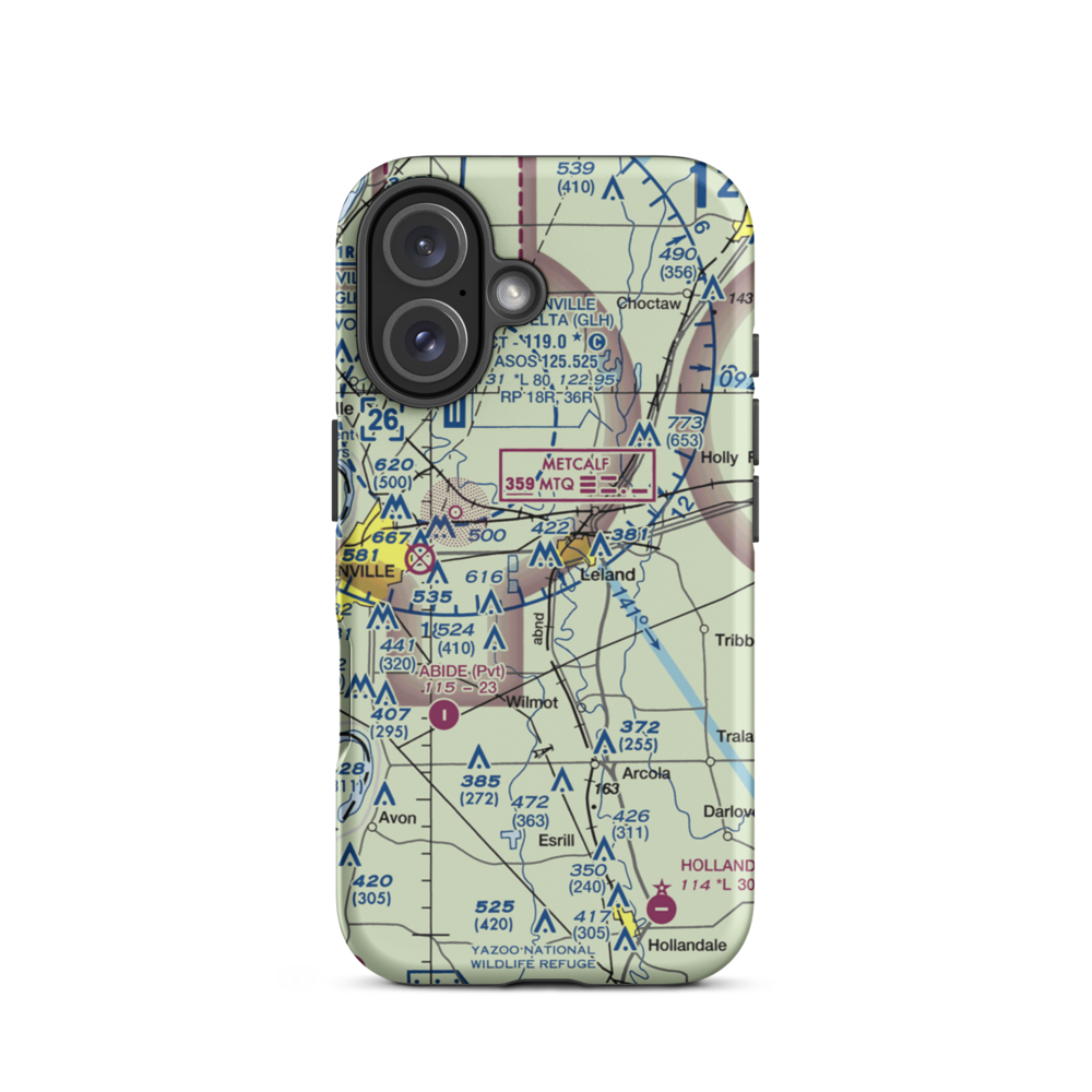Lewis Air Service Airport (0MS5) VFR Sectional  Tough iPhone Case iPhone 16 model shown