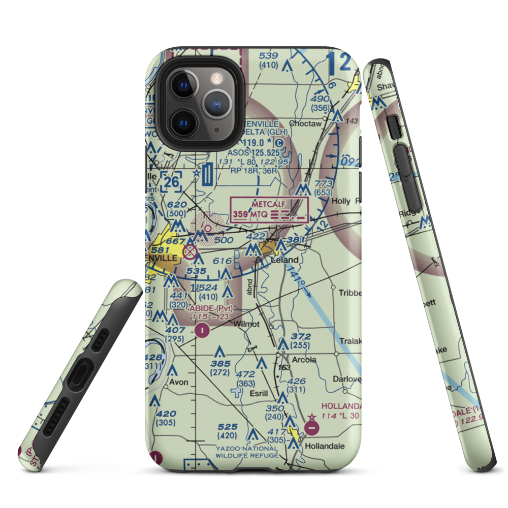 Lewis Air Service Airport (0MS5) VFR Sectional  Tough iPhone Case iPhone 11 Pro Max model shown