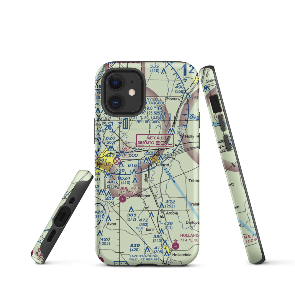 Lewis Air Service Airport (0MS5) VFR Sectional  Tough iPhone Case iPhone 12 mini model shown