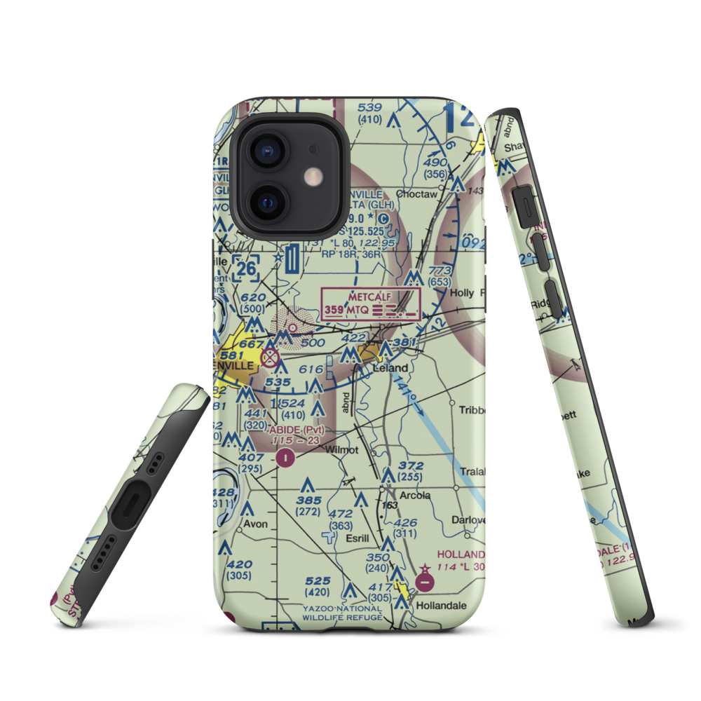 Lewis Air Service Airport (0MS5) VFR Sectional  Tough iPhone Case iPhone 12 model shown