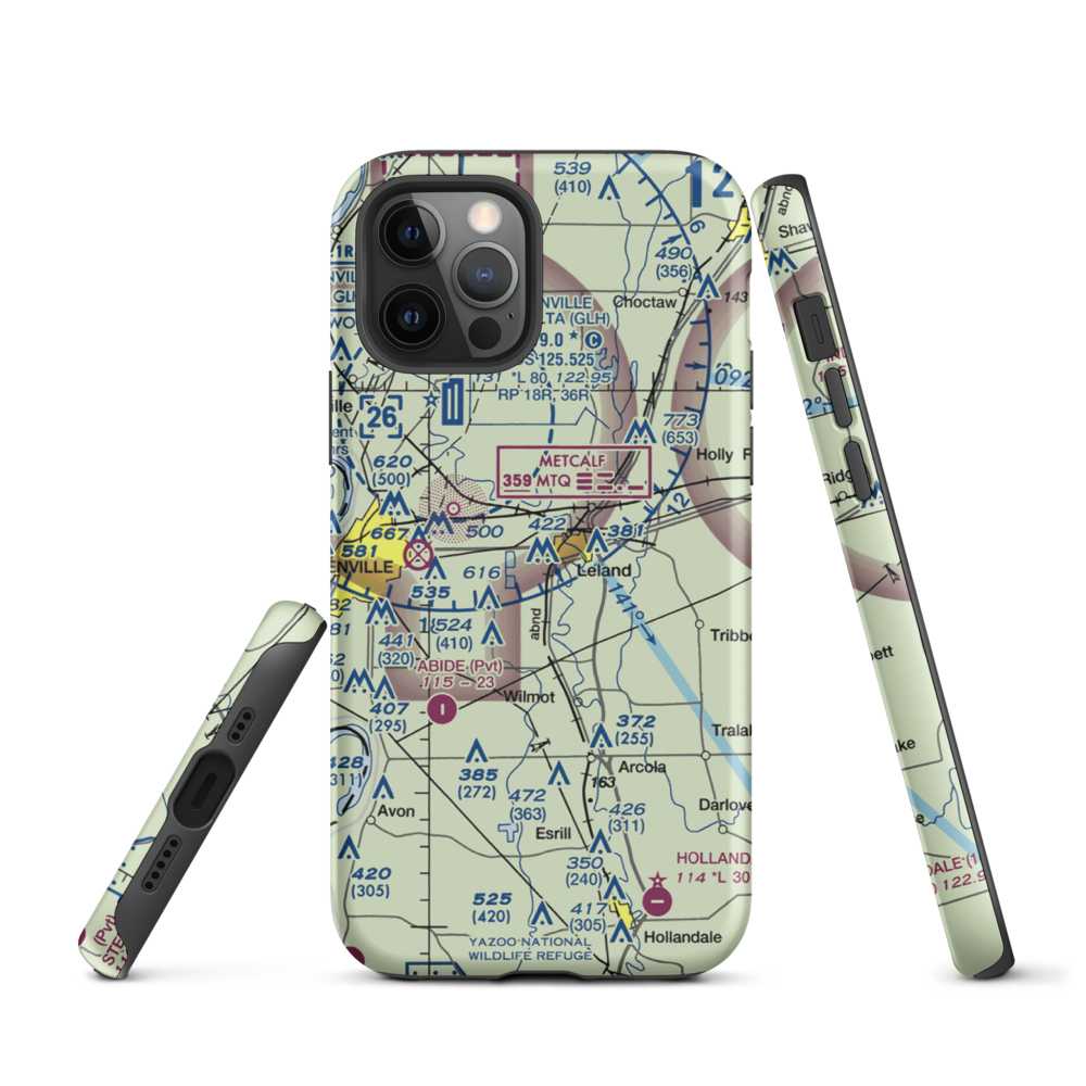 Lewis Air Service Airport (0MS5) VFR Sectional  Tough iPhone Case iPhone 12 Pro model shown