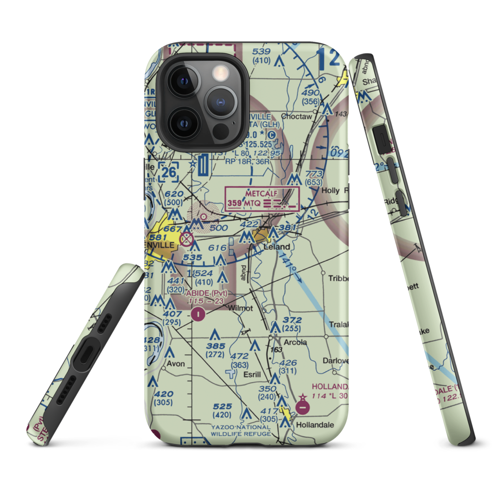 Lewis Air Service Airport (0MS5) VFR Sectional  Tough iPhone Case iPhone 12 Pro Max model shown
