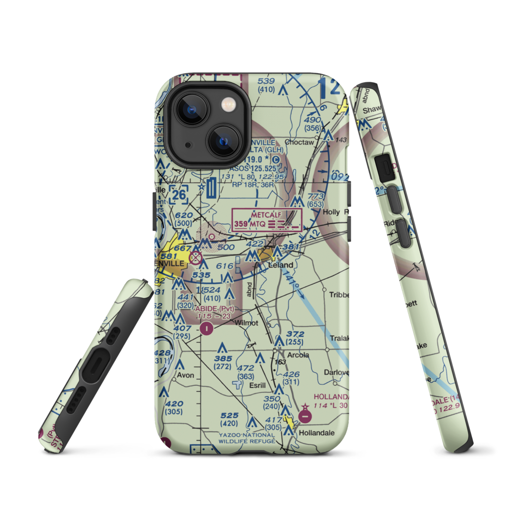 Lewis Air Service Airport (0MS5) VFR Sectional  Tough iPhone Case iPhone 13 model shown