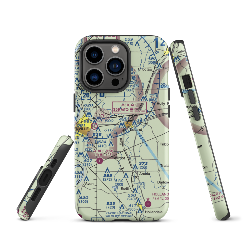 Lewis Air Service Airport (0MS5) VFR Sectional  Tough iPhone Case iPhone 13 Pro model shown