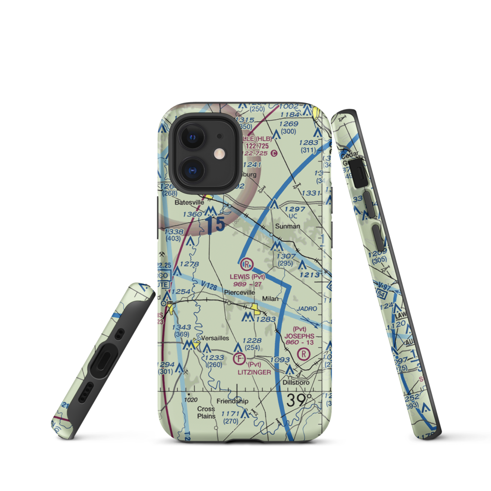 Lewis Airfield (70IN) VFR Sectional  Tough iPhone Case iPhone 12 mini model shown