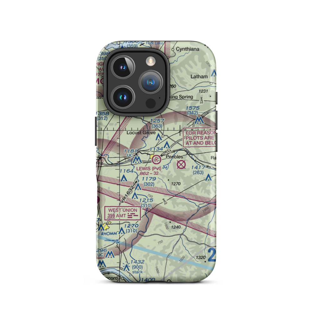 Lewis Airport (1OH9) VFR Sectional  Tough iPhone Case iPhone 16 Pro model shown