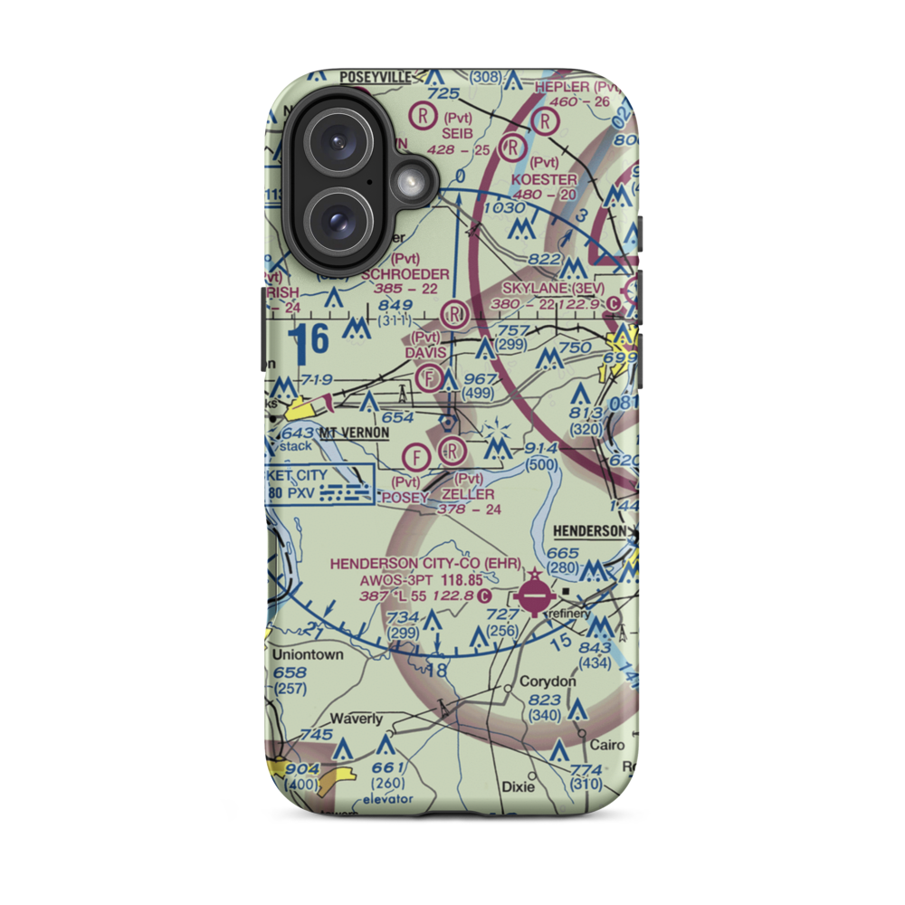 Lewis Airport (22II) VFR Sectional  Tough iPhone Case iPhone 16 Plus model shown
