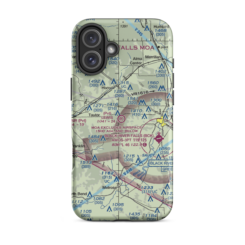 Lewis Airport (7WI4) VFR Sectional  Tough iPhone Case iPhone 16 Plus model shown