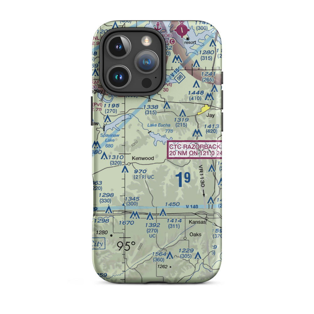 Lewis North Airport (62OK) VFR Sectional  Tough iPhone Case iPhone 16 Pro Max model shown