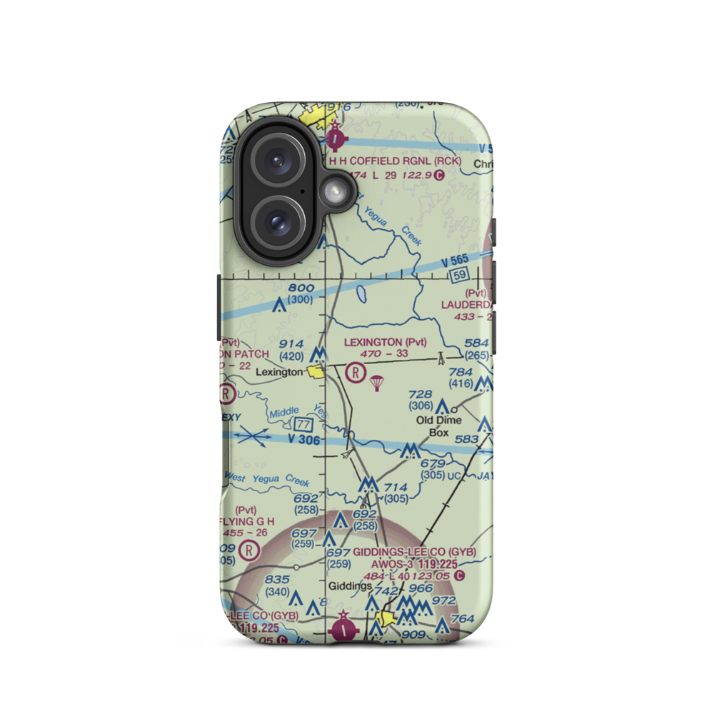 Lexington Airfield (TE75) VFR Sectional  Tough iPhone Case iPhone 16 model shown