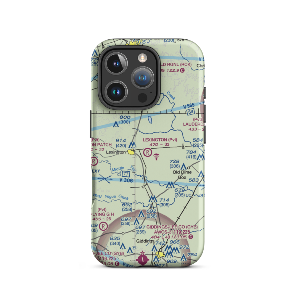 Lexington Airfield (TE75) VFR Sectional  Tough iPhone Case iPhone 16 Pro model shown
