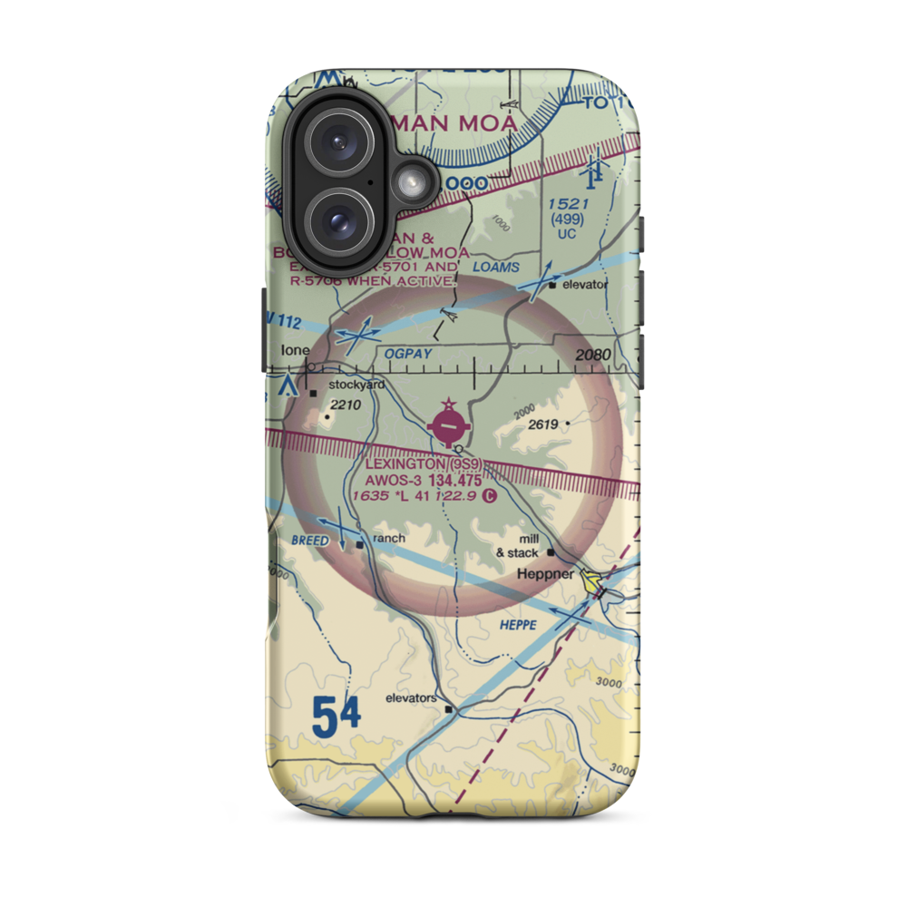 Lexington Airport (9S9) VFR Sectional  Tough iPhone Case iPhone 16 Plus model shown