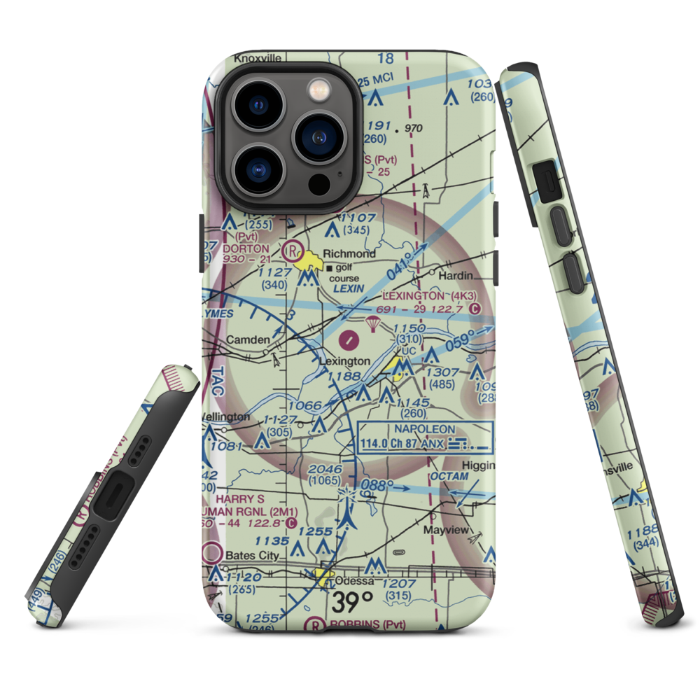 Lexington Municipal Airport (4K3) VFR Sectional  Tough iPhone Case iPhone 13 Pro Max model shown