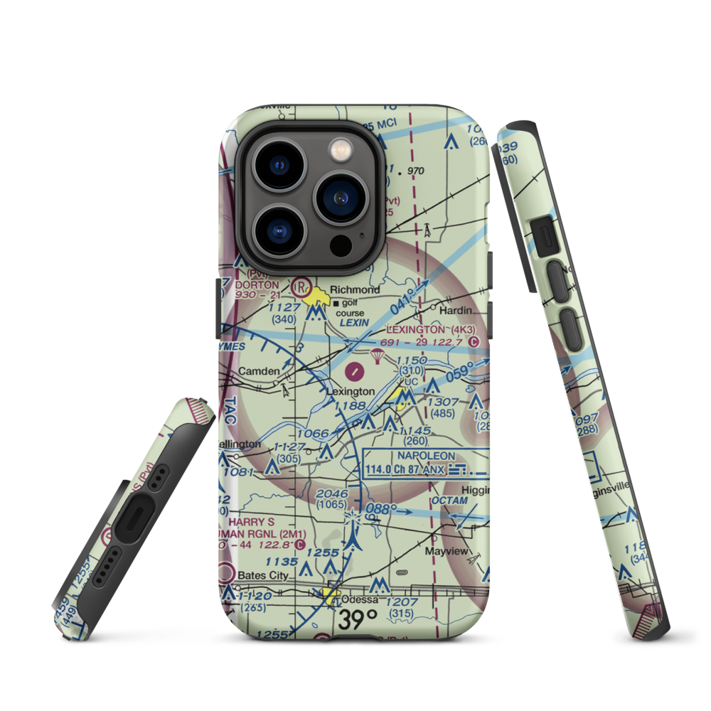 Lexington Municipal Airport (4K3) VFR Sectional  Tough iPhone Case iPhone 14 Pro model shown