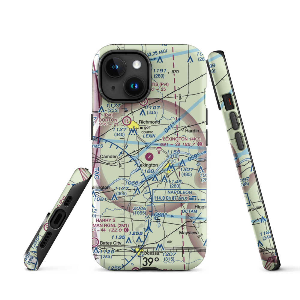 Lexington Municipal Airport (4K3) VFR Sectional  Tough iPhone Case iPhone 15 model shown