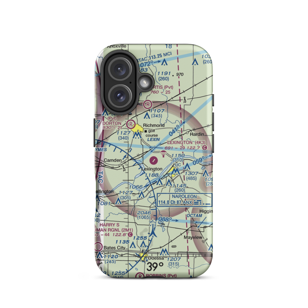 Lexington Municipal Airport (4K3) VFR Sectional  Tough iPhone Case iPhone 16 model shown